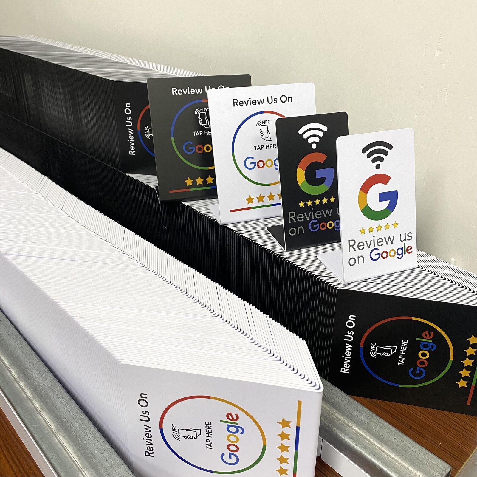 5pcs Touch NFC vertical card, Google NFC review card, restaurant bending card, NFC positive review card, vertical card, desktop review card