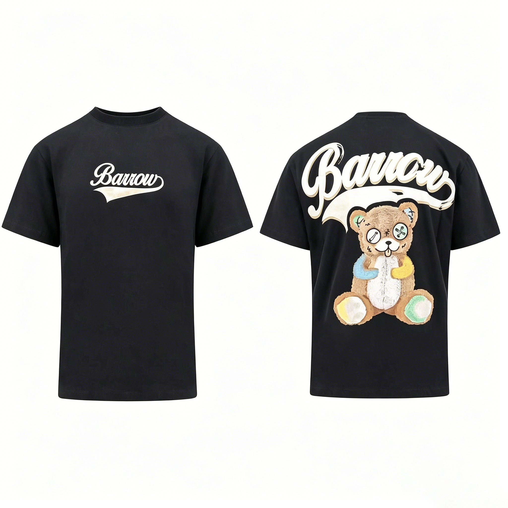 Men's T Shirts Summer Barrow Men Women Short-sleeved T-shirt Casual Fashion Pure Round Neck Print Trend Brand Burst Fitness