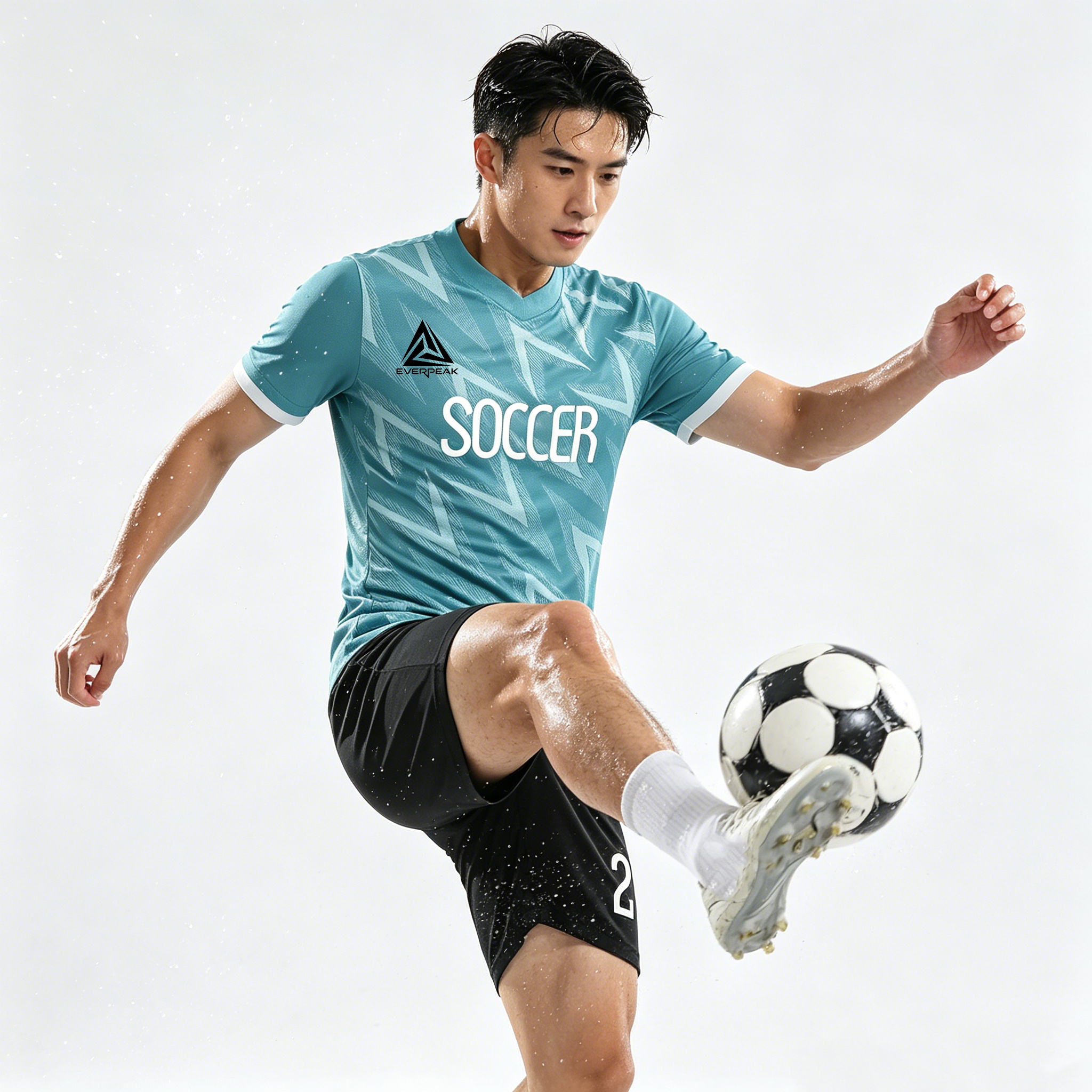 Custom Geometric Chevron Soccer Jersey Set Men Quick Dry Football Uniform with Shorts Customizable Team Name Number Logo for Sports - view 5