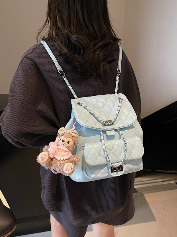 Designer bag diamond grid chain backpack for women, trendy Korean niche backpack, cute student versatile casual shoulder bag