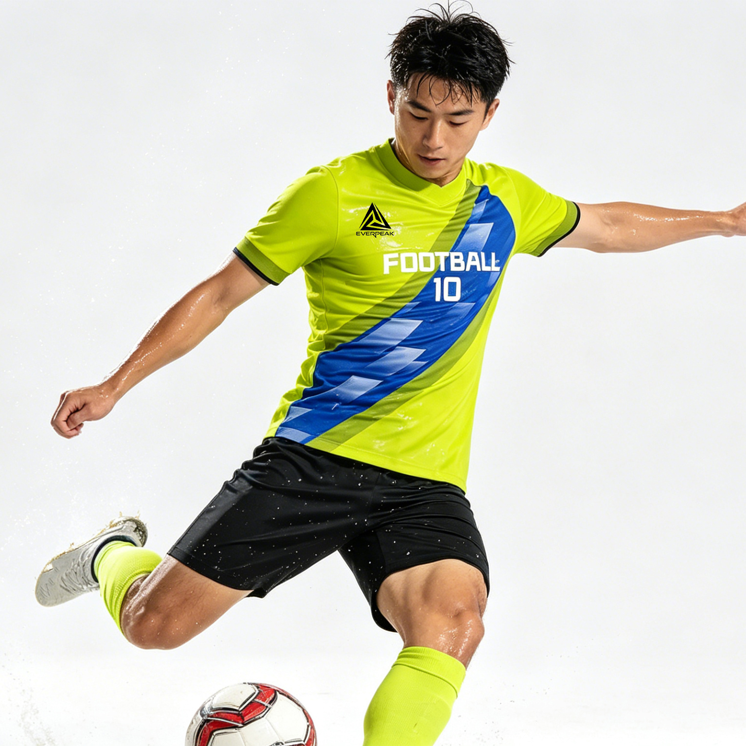 Custom Soccer Jersey Set Men Diagonal Stripe Football Uniform with Shorts, Breathable, Quick Dry, Customizable Name & Number - view 3