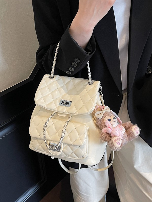 Designer bag diamond grid chain backpack for women, trendy Korean niche backpack, cute student versatile casual shoulder bag