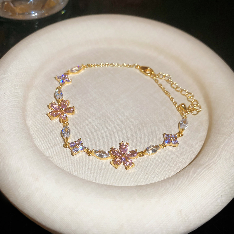 Zircon flower water drop exquisite fashionable adjustable bracelet, light luxury high-end feel, personalized and elegant versatile hand accessory - view 6