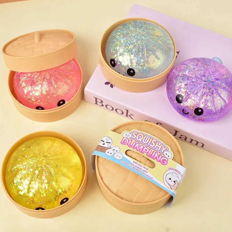 Blind Box Realistic Giant Dumpling Squeeze Toy with Bamboo Steamer Soft TPR Dough Ball Decompression Fidget Funny Creative Toys Z260521