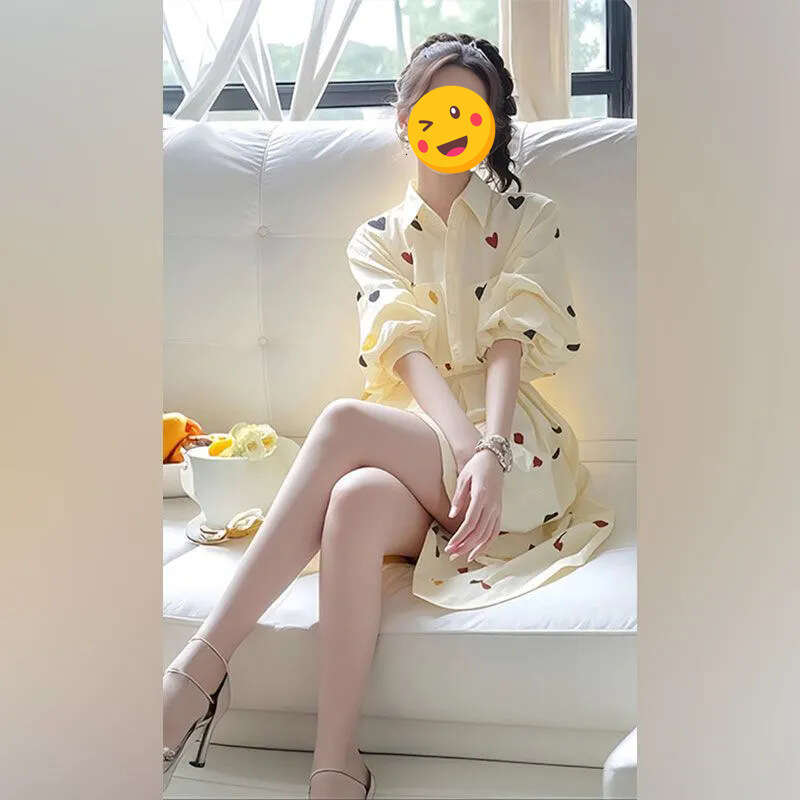 Spring Short New Model Unique Age Reducing Printed Dress Women S Fresh And Elegant Shirt - view 4