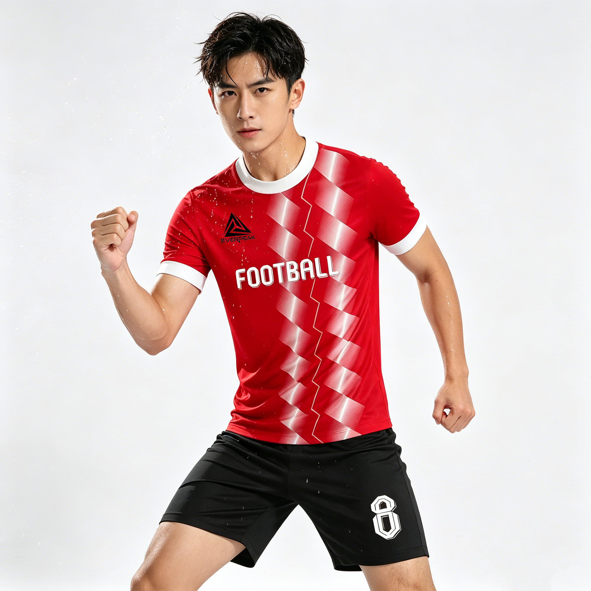 Custom Vertical Stripe Soccer Jersey Set Men Quick Dry Football Uniform with Shorts Customizable Team Name Number Logo for Sports - view 4