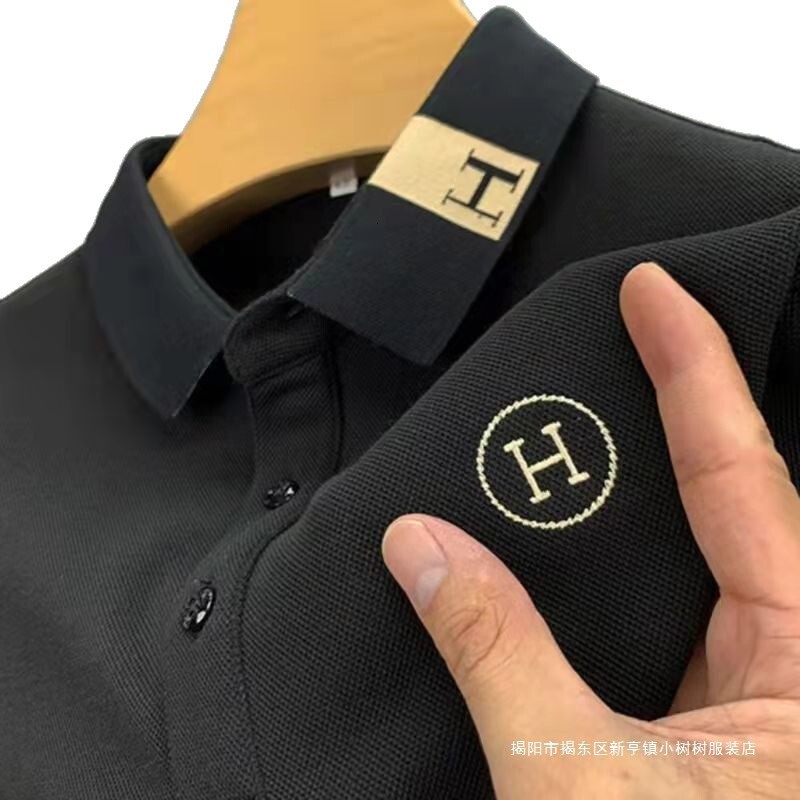 Designer Luxury Brand Essential Loose Plus Size Lapel Long Sleeved T-shirt Men's Fashion Street Men's Spring And Autumn New Fashion Embroide
