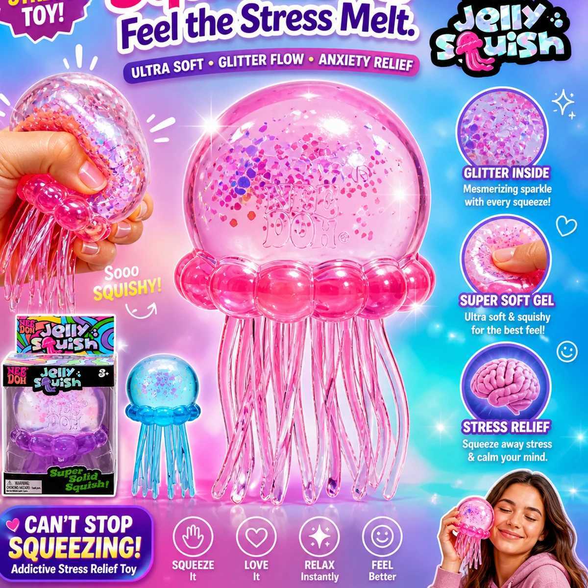 Schylling Needoh pizza Sensory Stress Relief Squishy Cube Anti-AnxieTY Squeeze Toy For Focus ADHD Population M260521