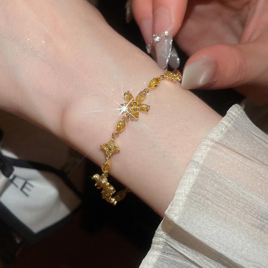 Zircon flower water drop exquisite fashionable adjustable bracelet, light luxury high-end feel, personalized and elegant versatile hand accessory - view 7