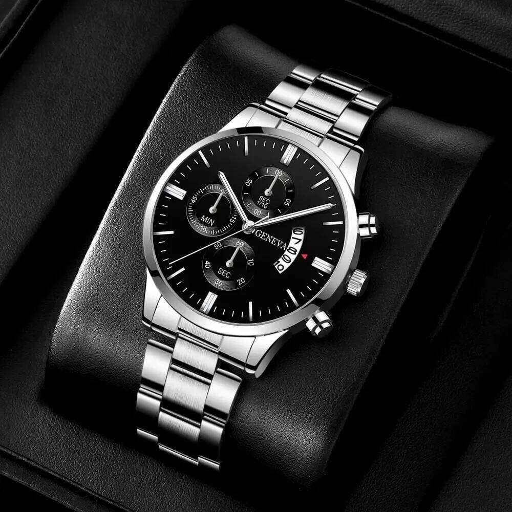Fashion Mens Watches Luxury Silver Stainless Steel Quartz Wrist Man Business Watch for Men Calendar Clock Reloj Hombre 26L0521