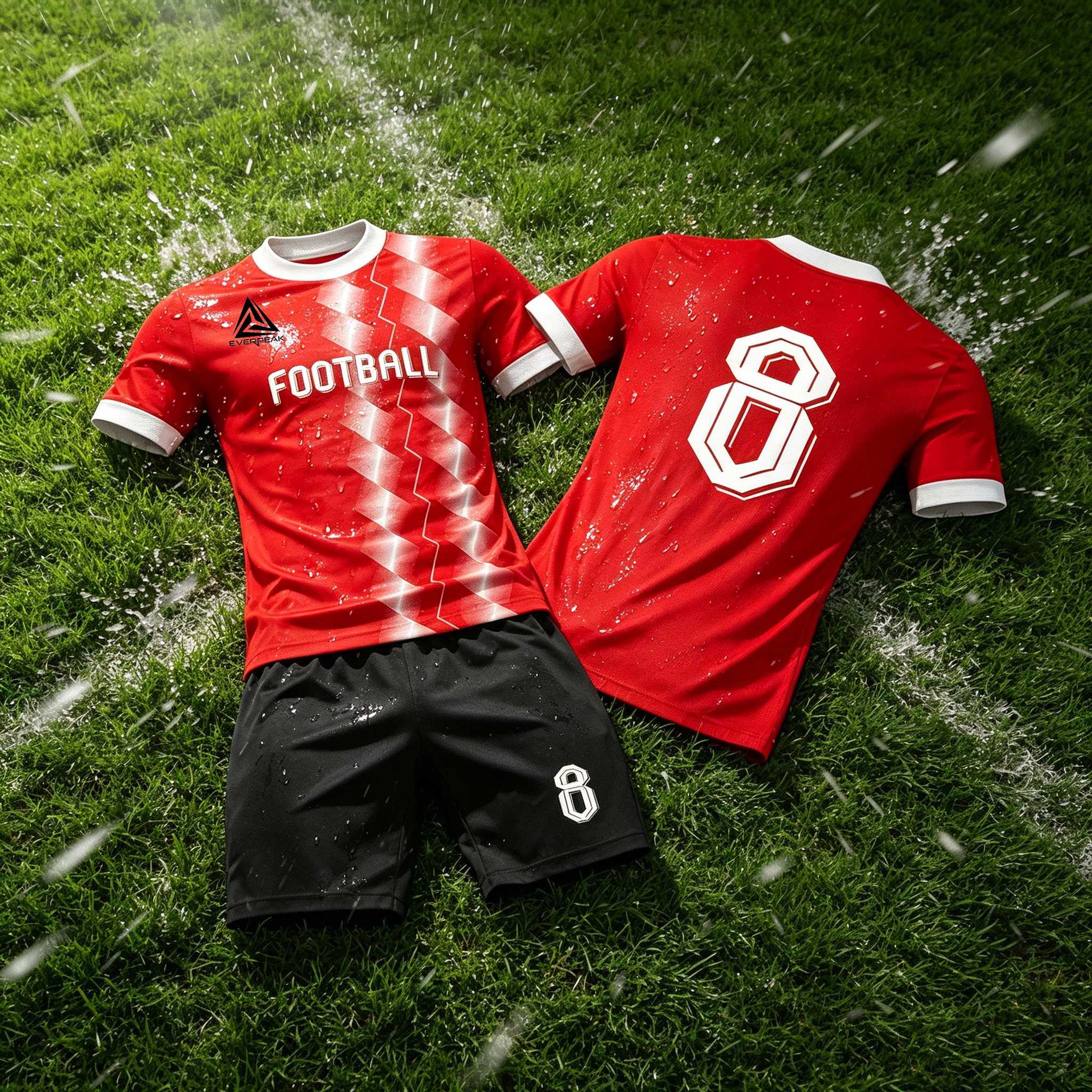 Custom Vertical Stripe Soccer Jersey Set Men Quick Dry Football Uniform with Shorts Customizable Team Name Number Logo for Sports - view 6