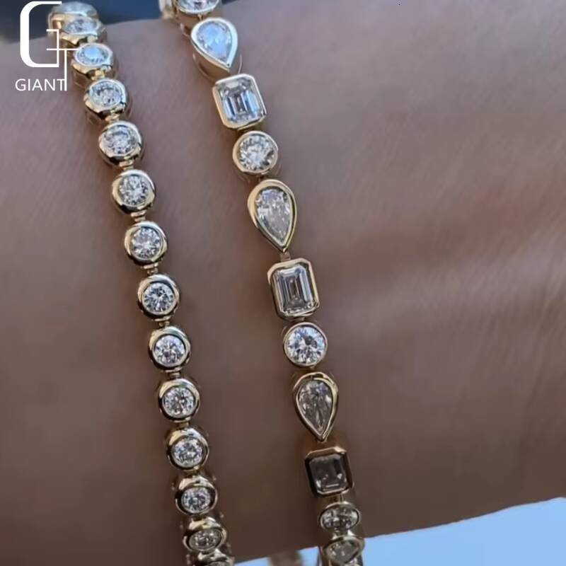 D/VS1 Lab Diamond Tennis Bracelet Bangles 18K Solid Gold Lab Diamond Jewelry Igi Certified Lab Grown Diamond CVD Bracelet Unisex