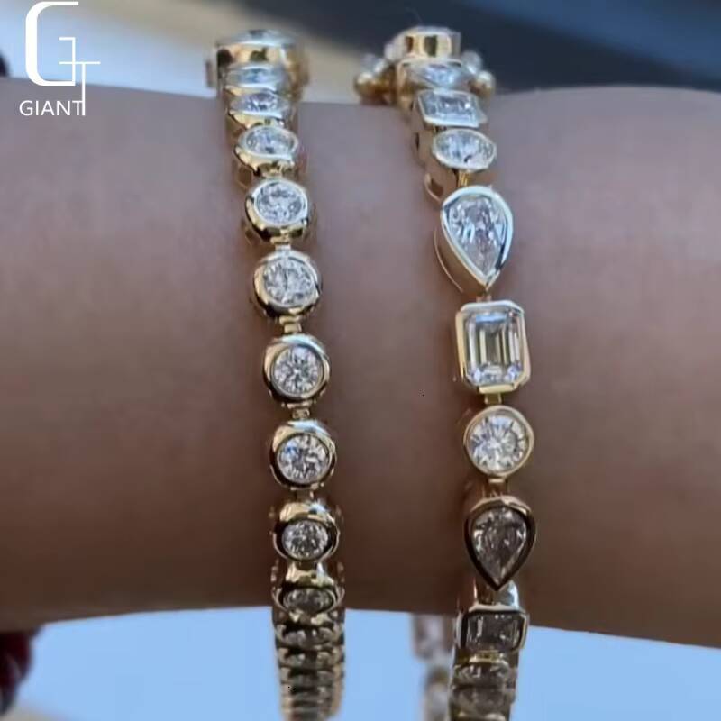 D/VS1 Lab Diamond Tennis Bracelet Bangles 18K Solid Gold Lab Diamond Jewelry Igi Certified Lab Grown Diamond CVD Bracelet Unisex