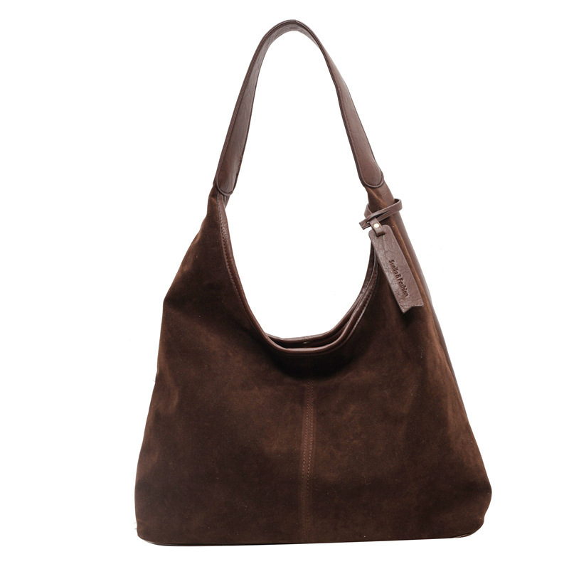 Designer Bag New Suede Single Shoulder Tote Fashionable Simple Lazy Style Large Capacity Women's Handbag Bucket Mommy Bag - view 6