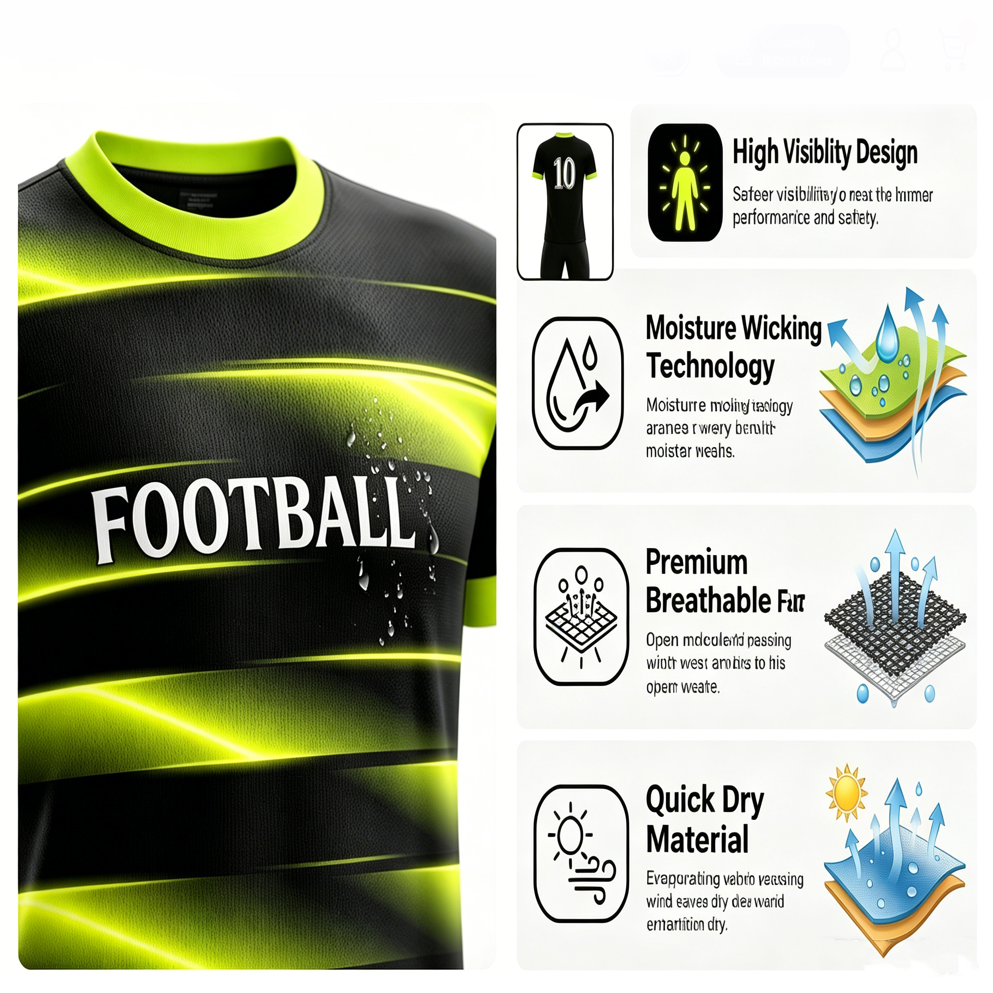 Custom Gradient Stripe Soccer Jersey Set Men Quick Dry Football Uniform with Shorts Customizable Team Name Number Logo for Sports - view 8