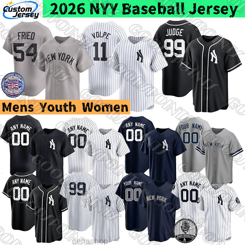 NY New YorkS Yankees Jersey Aaron Judge Gerrit Cole Austin Wells Cam Schlittler Ben Rice Stanton Cody Bellinger Babe Ruth Black Derek Jeter Yankee Bas