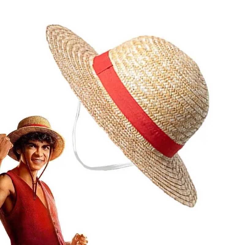 Multifunctional Straw Hat for Men Women Luffy Cosplay with String Sun Beach Party Travel Performance Costume Straw Caps C260521