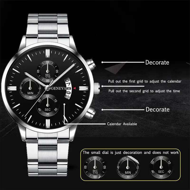 Fashion Mens Watches Luxury Silver Stainless Steel Quartz Wrist Man Business Watch for Men Calendar Clock Reloj Hombre 26L0521