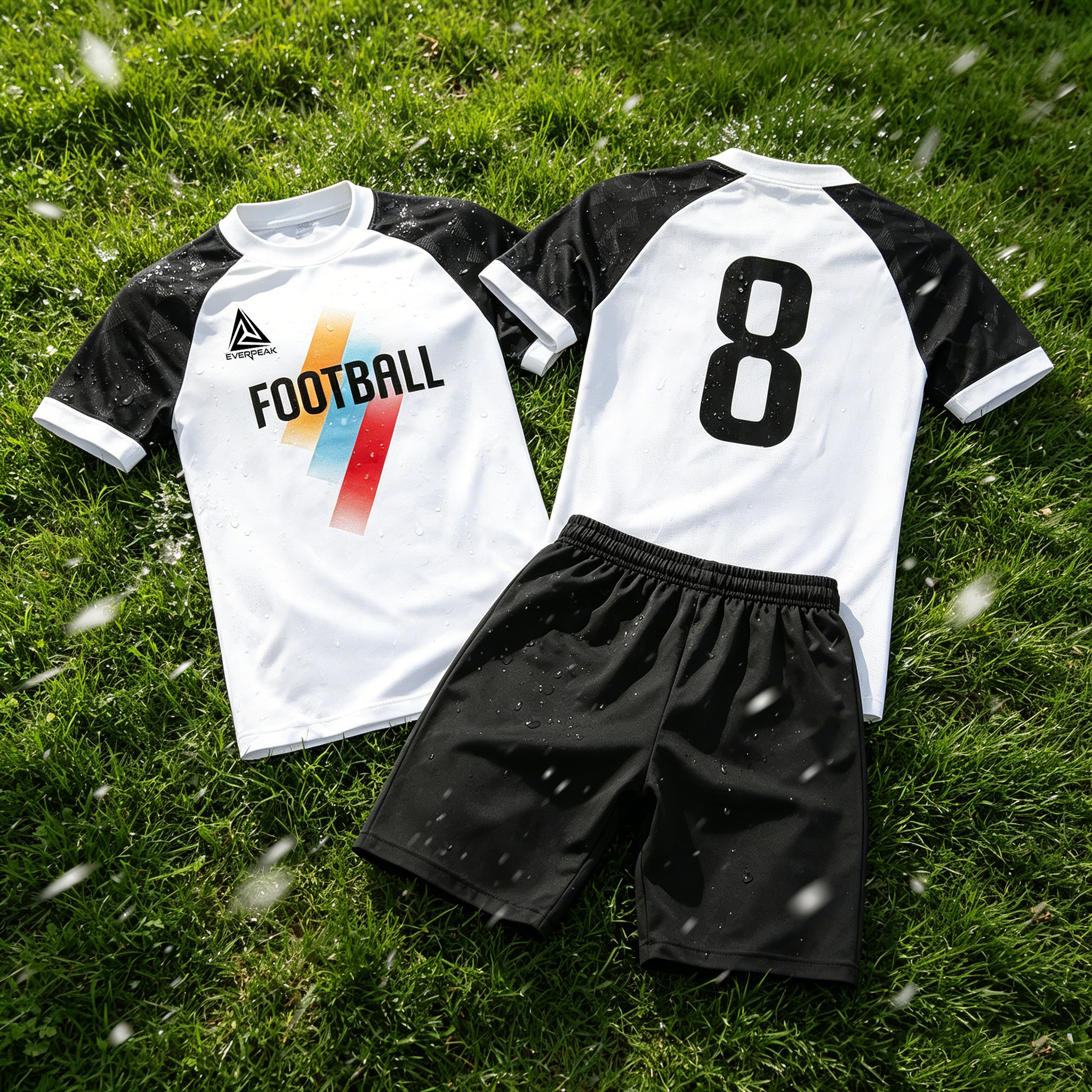 Custom Raglan Sleeve Soccer Jersey Set Men Quick Dry Football Uniform with Shorts Customizable Team Name Number Logo for Sports - view 6