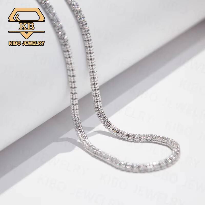 14K Gold Plated Real 925 Sterling Silver 34mm Two Tone Ice Chain Diamond Cut Ice Link Chain Moon Ice Chain - view 6