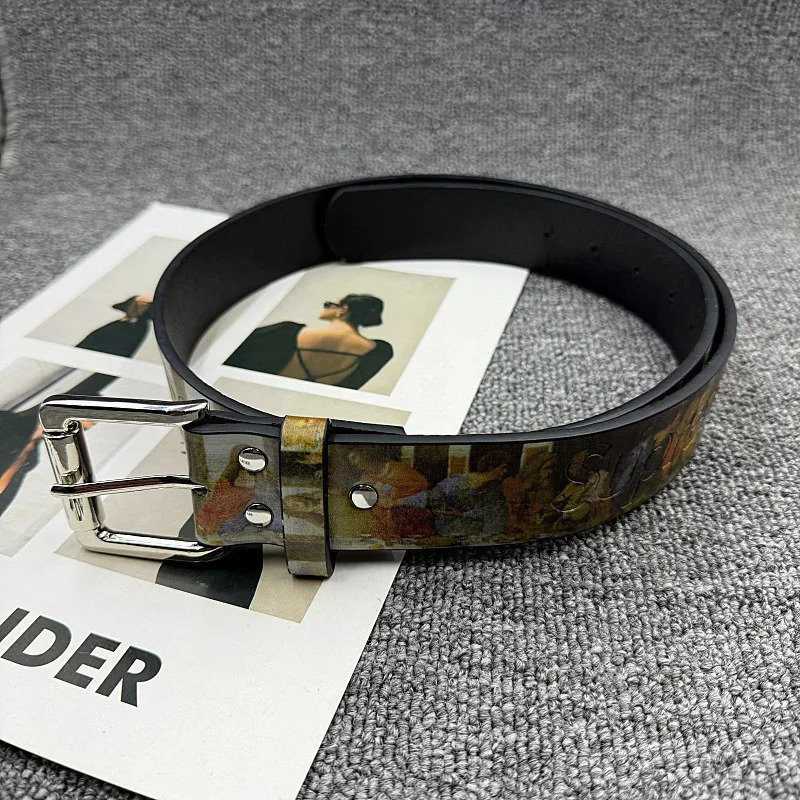 2026 Gothic Y2K Trendy PU Leather Belt with The Last Supper Painting Vintage Unisex Fashion Accessory Waist Belt Jeans Waistband 260522 - view 3