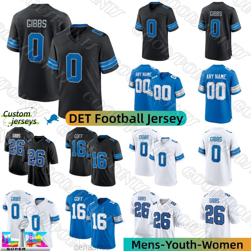 DetroitCity lions jersey Jahmyr Gibbs Jared Goff St Brown Aidan Hutchinsons McNeill Montgomery Williams Campbell Joseph LaPorta Branch Anzalone Footba