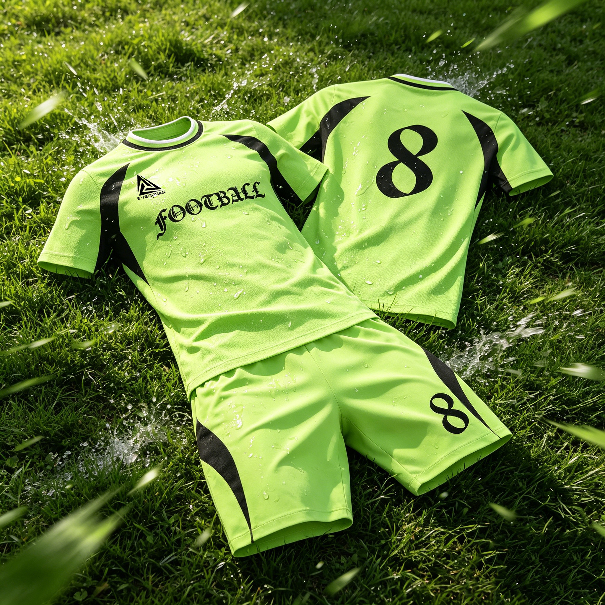 Custom Side Stripe Soccer Jersey Set Men Quick Dry Football Uniform with Shorts Customizable Team Name Number Logo for Sports - view 4