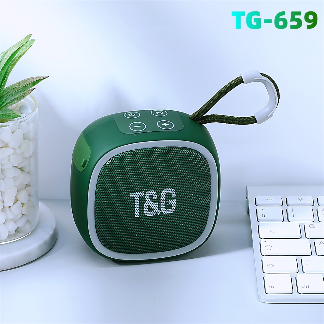TG659 Portable Wireless Speaker Mini Wireless Stereo Sound Box with FM Radio TF Card Hands-Free Call for Outdoor Travel Home