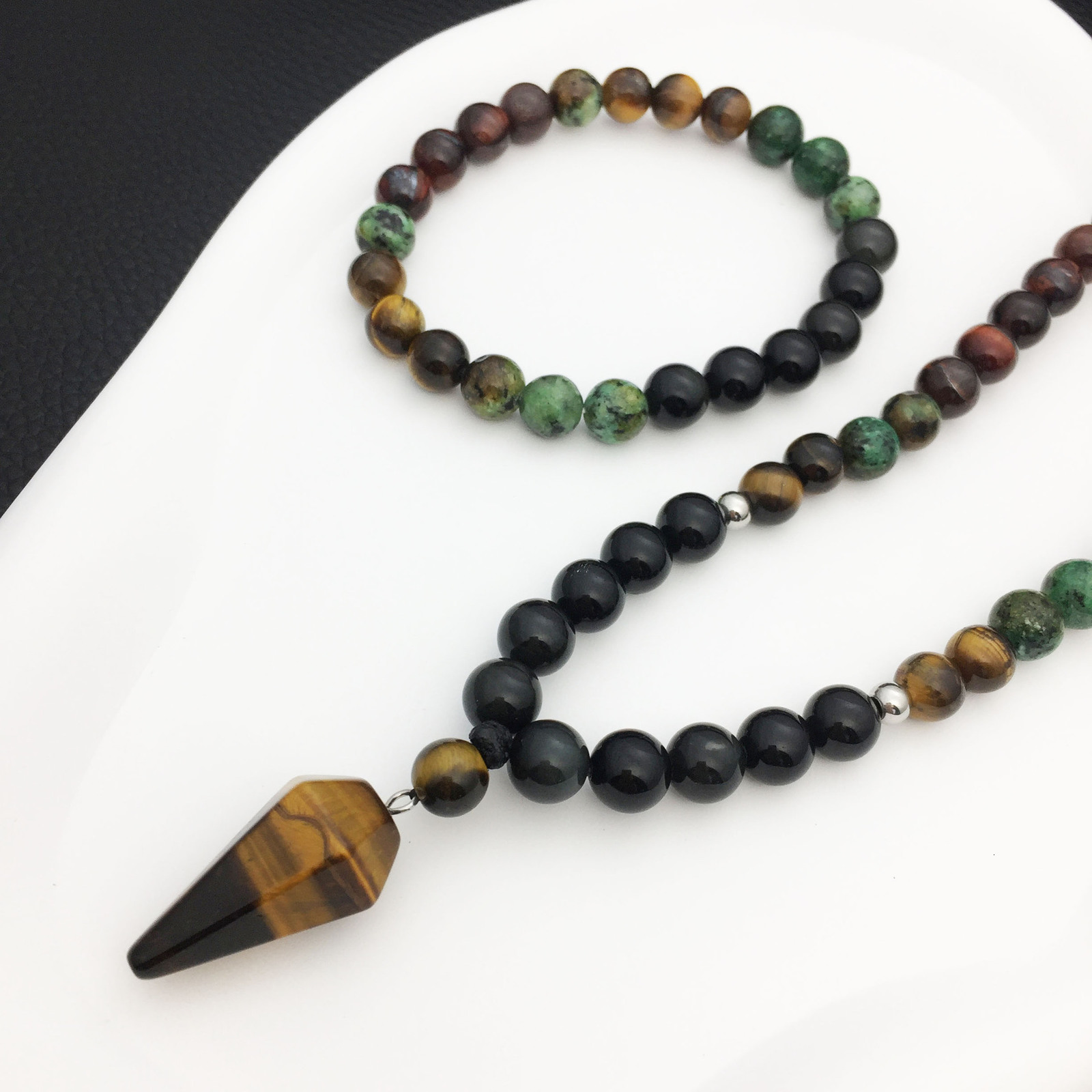 Imitation natural stone necklace and bracelet for women light luxury with a high-end feel niche style versatile accessory250724