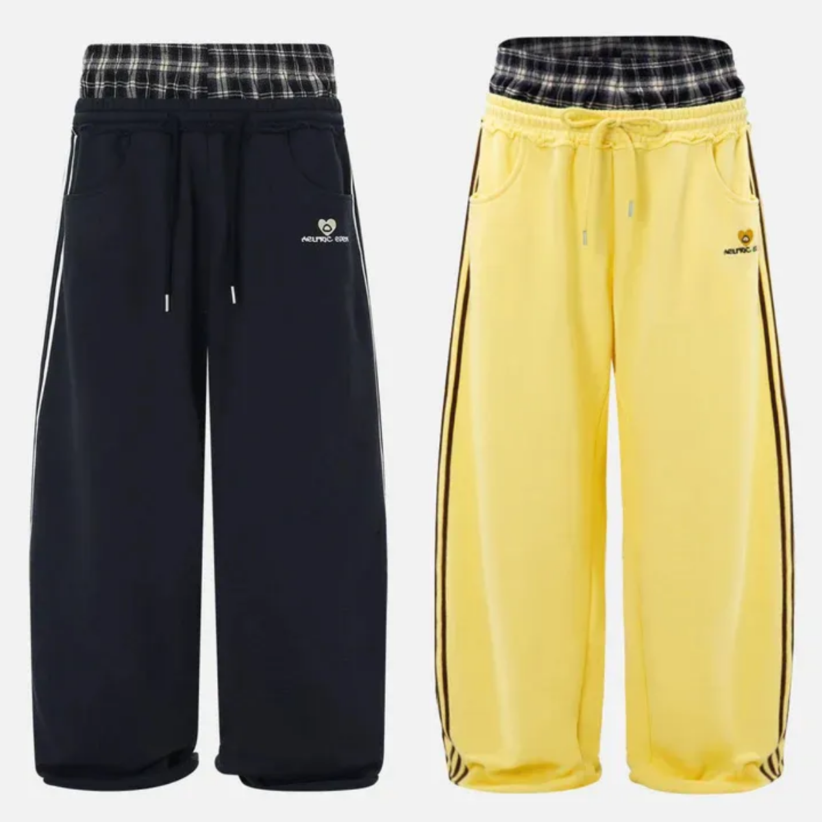 Men's Pants American Retro College Style Loose Fit Two-Piece Set With Double Waist Head Fake Bathroom For Sports Leisure Fashion