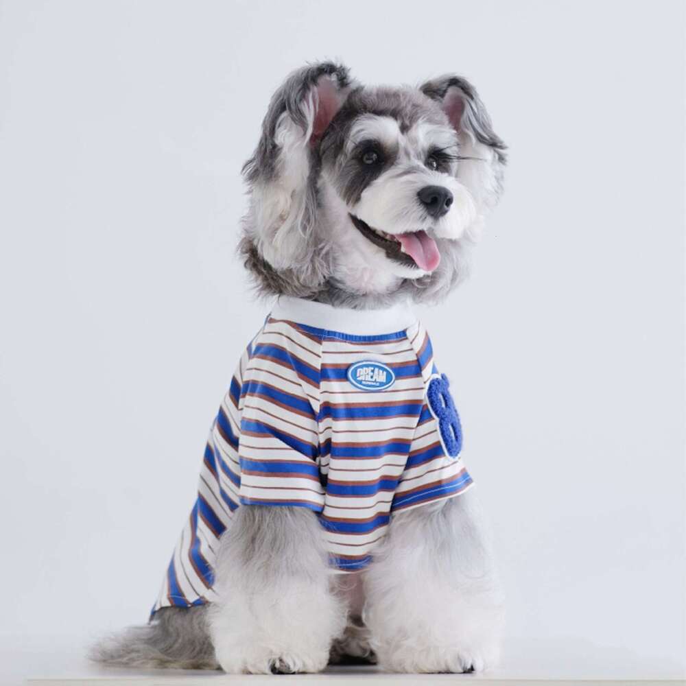 Direct From The Manufacturer: Summer Thin Striped T-Shirt Dogs, Anti-Shedding, Suitable For Small Medium-Sized Dogs Like Teddy And Pomeranian Bamubi - view 3