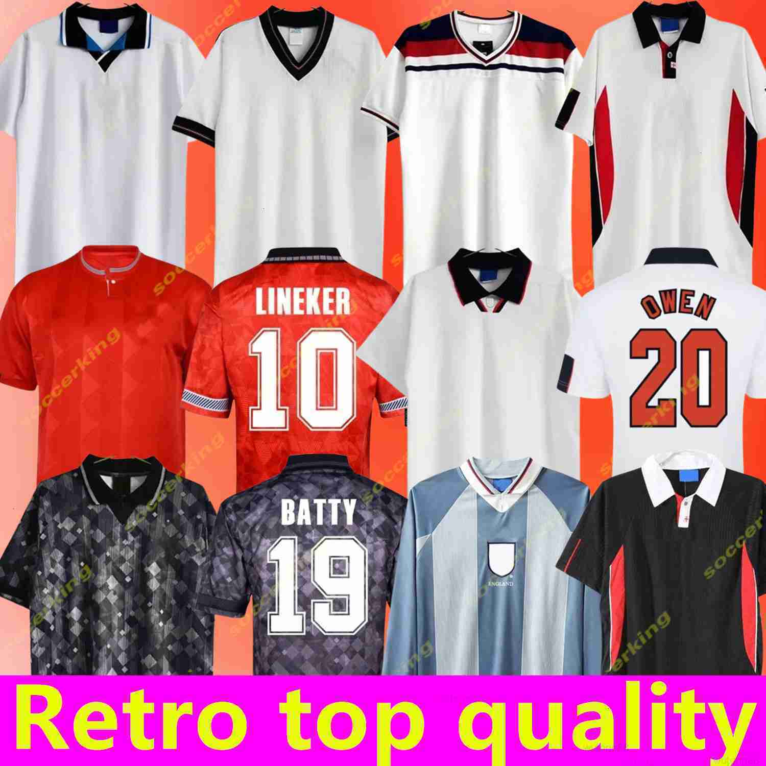 1982 1994 1996 1998 2002 2008 89 EnGlAND soccer jerseys Blackout kits GASCOIGNE OWEN GERRARD Retro football shirt BARNES 1990 1996 GK mash up FOWLER R
