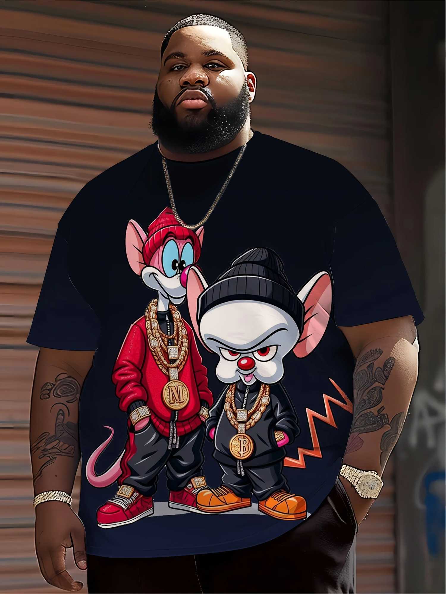 Mens Hip-Hop Cartoon T-Shirt - CasualCrew NeckShort Sleeve100 PolyesterRegular FitSummer Streetwear for Running Daily H260522 - view 3
