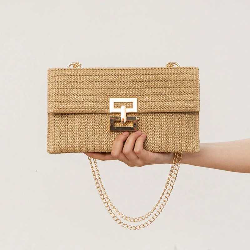 Summer Straw Envelope Beach Bag Fashion Raffia Evening Party Handbag Women Weave Pattern Clutch Messenger Purses Lady Wallet H260522