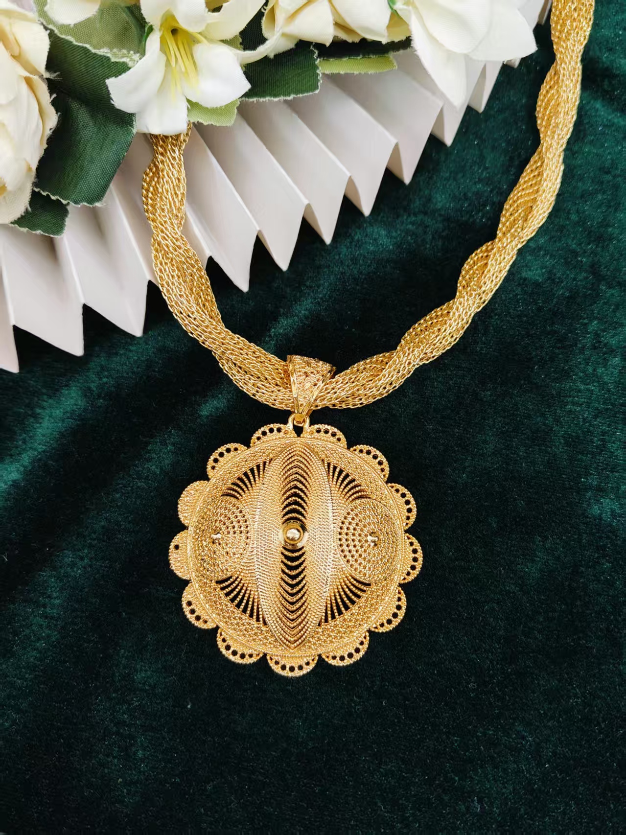 Ins Dubai African rope Jewelry Set for Women Party Gifts Wedding Accessories 24K Gold Color Necklace Ring Bangle Earrings Sets - view 5