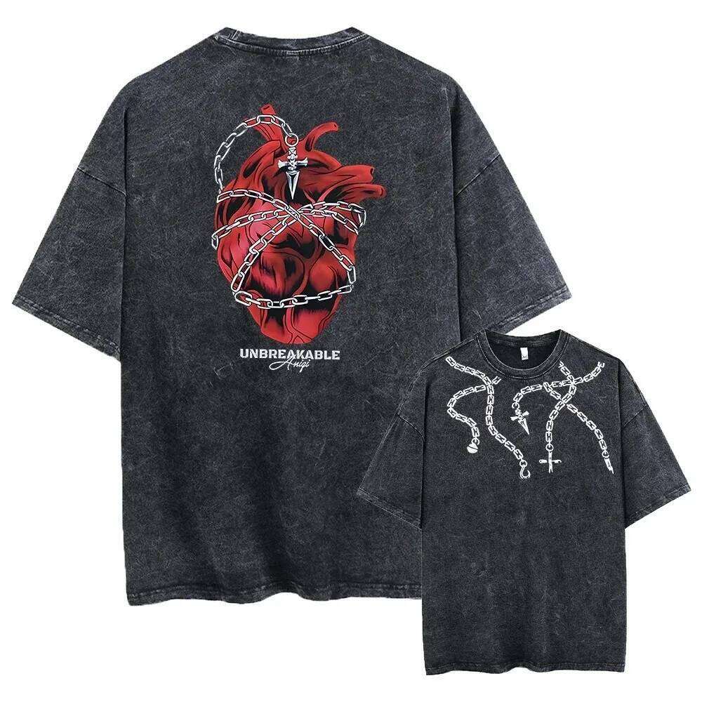 Gon Freecss Print T-shirt X Hunter Anime Oversized Clothing Men Women Short Sleeve Cotton Tshirts Washed Harajuku T Shirt J260522