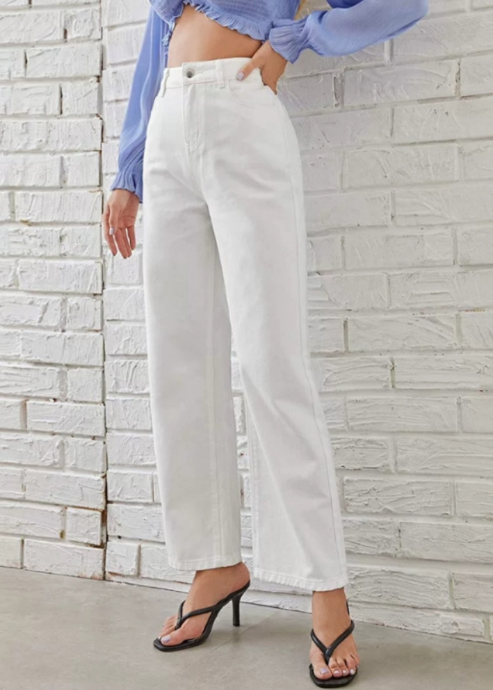 Women's Jeans High Waisted Slim Fit Straight Leg Denim Pants
