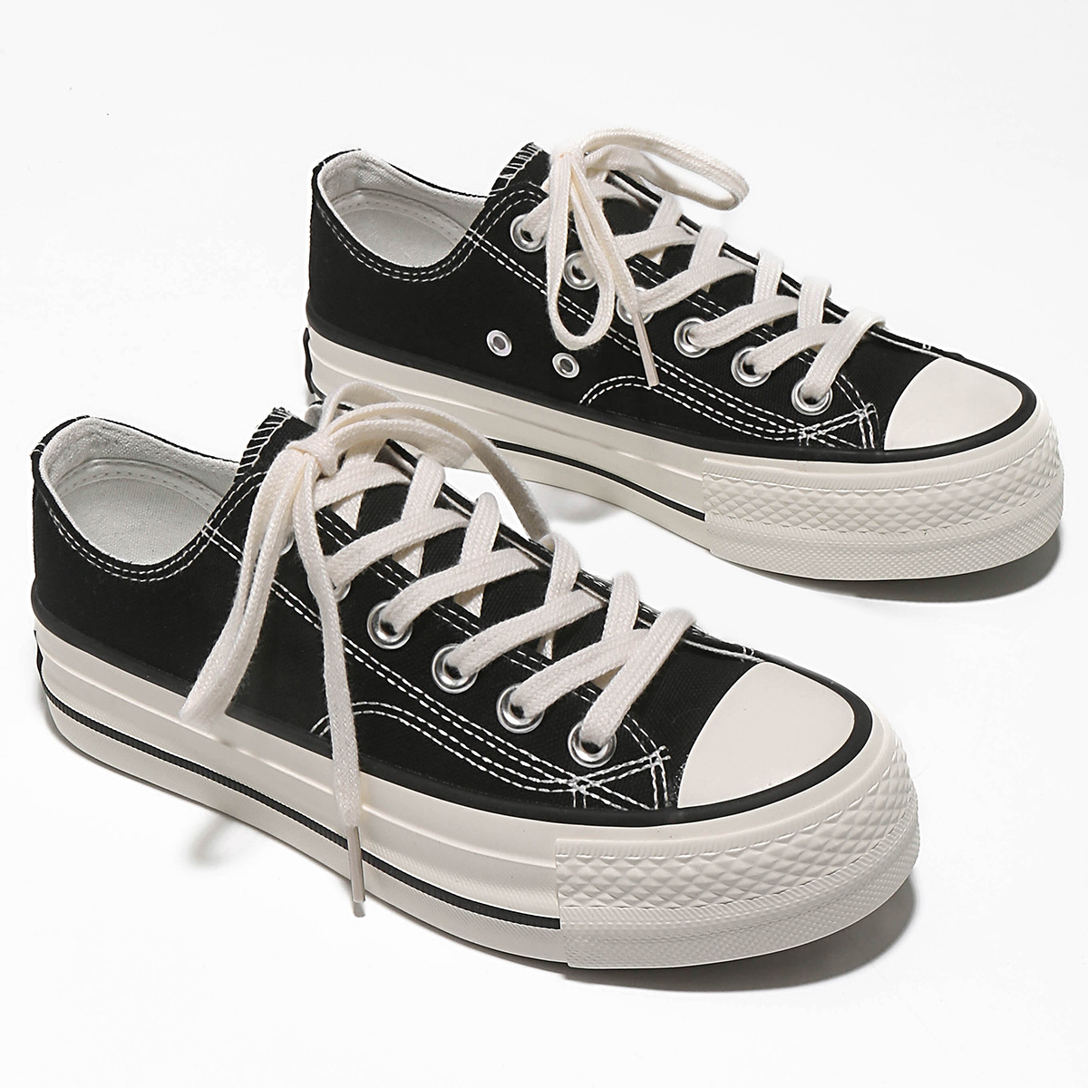 2026 New Thick soled Height Rising Pink Canvas Shoes Fashion Classic Trendy Casual Shoes For Woman