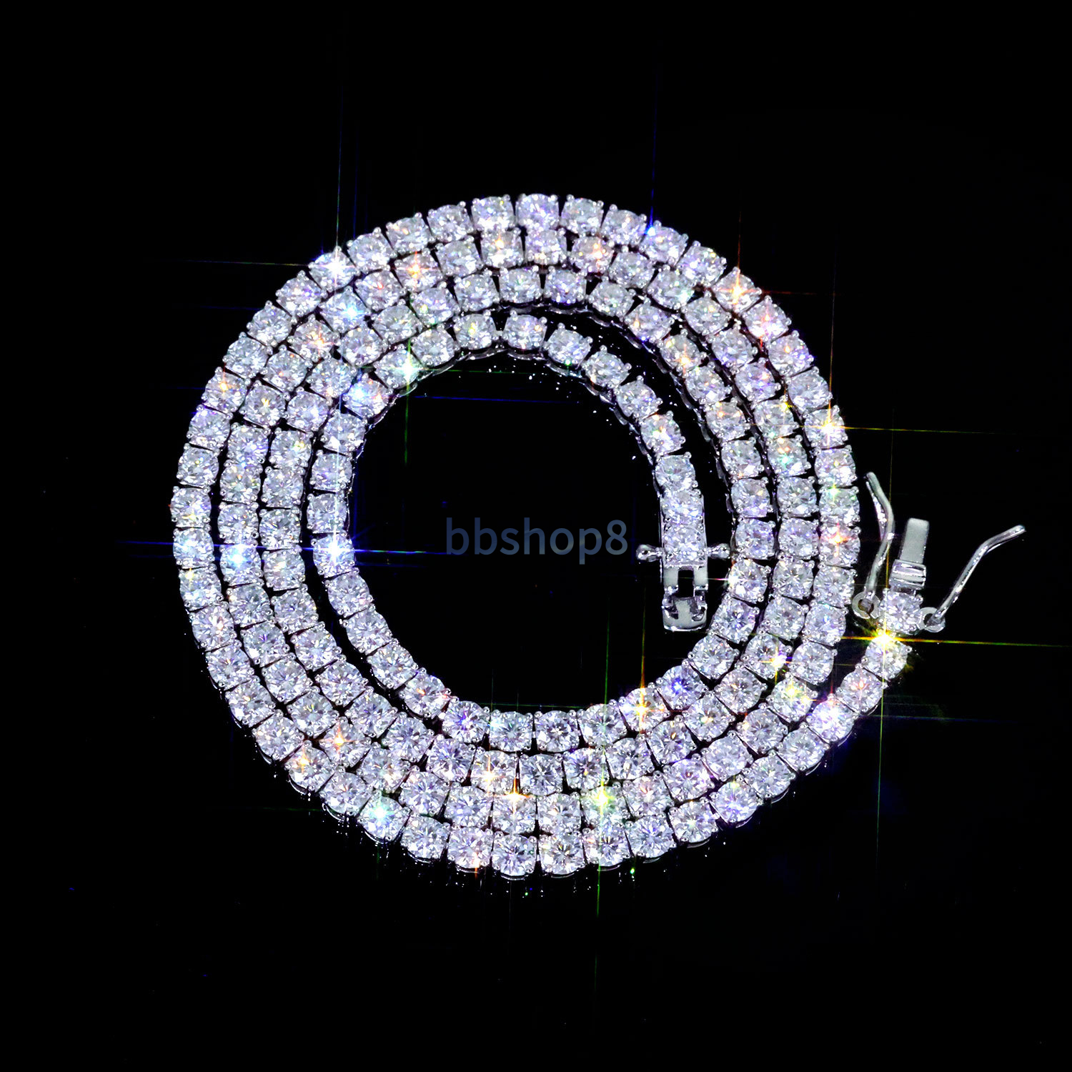 VVS Moissangite Tennis Necklace 4mm Sparkling Diamond Tennis necklace GRA tested tennis necklace is suitable for rock rappers to wear everyday wear