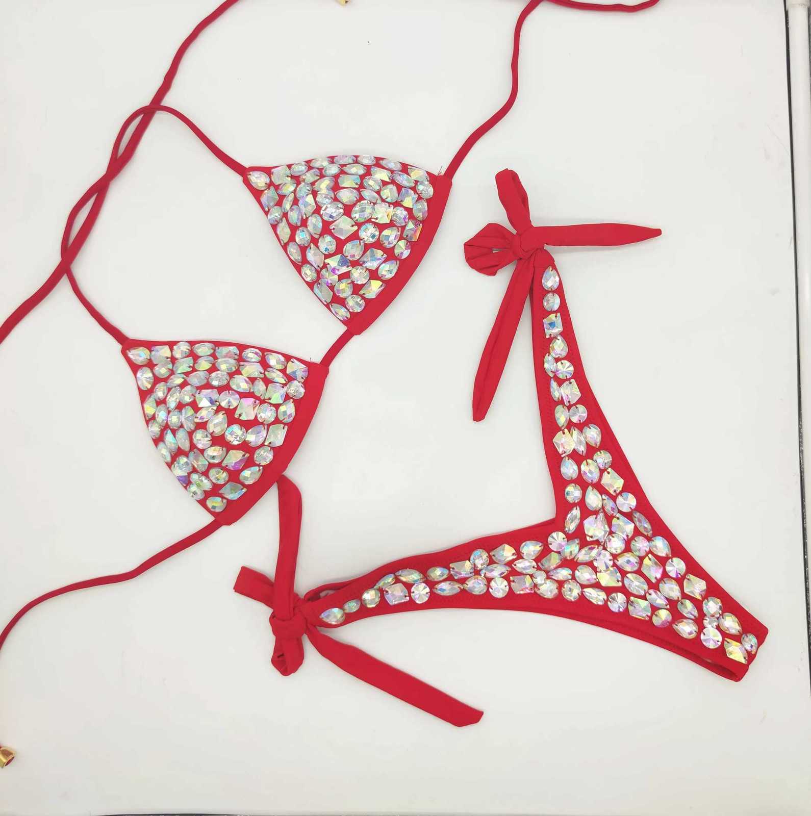 2020 venus vacation new diamond bikini set rhinestone swimwear crystal bathing suit sexy women biquini bling stones swimsuit L260520 - view 5