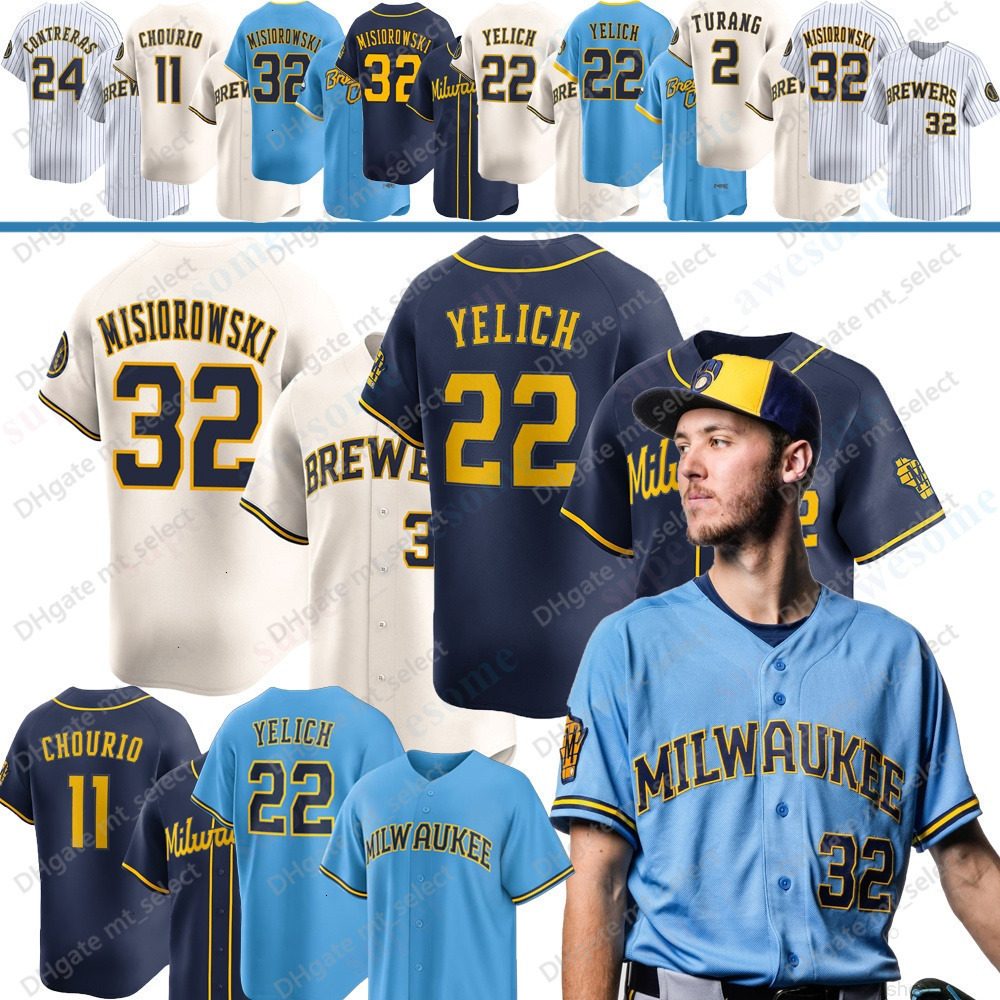 MilwaukeeS Brewers Baseball Jersey Jacob Misiorowski Christian Yelich Jackson Chourio William Contreras Brice Turang Sal Frelick Caleb Durbin Joey Ort