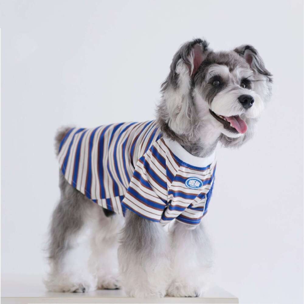 Direct From The Manufacturer: Summer Thin Striped T-Shirt Dogs, Anti-Shedding, Suitable For Small Medium-Sized Dogs Like Teddy And Pomeranian Bamubi - view 5