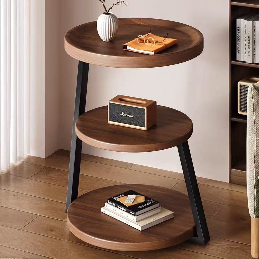 R05223 Japanese-style round bedside table, Nordic minimalist small round table