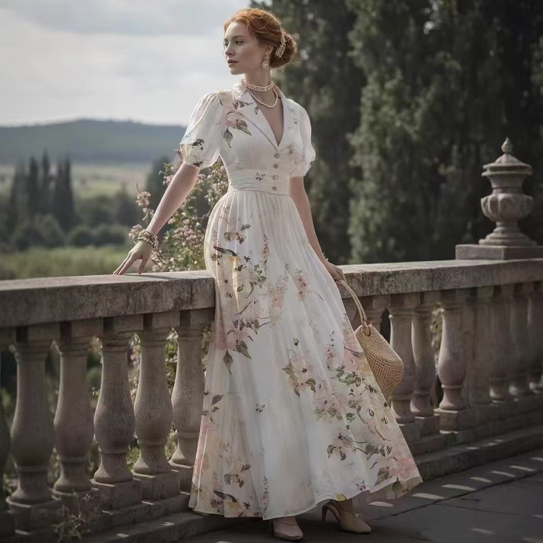 2025 New -Style Printed Long Dress240814