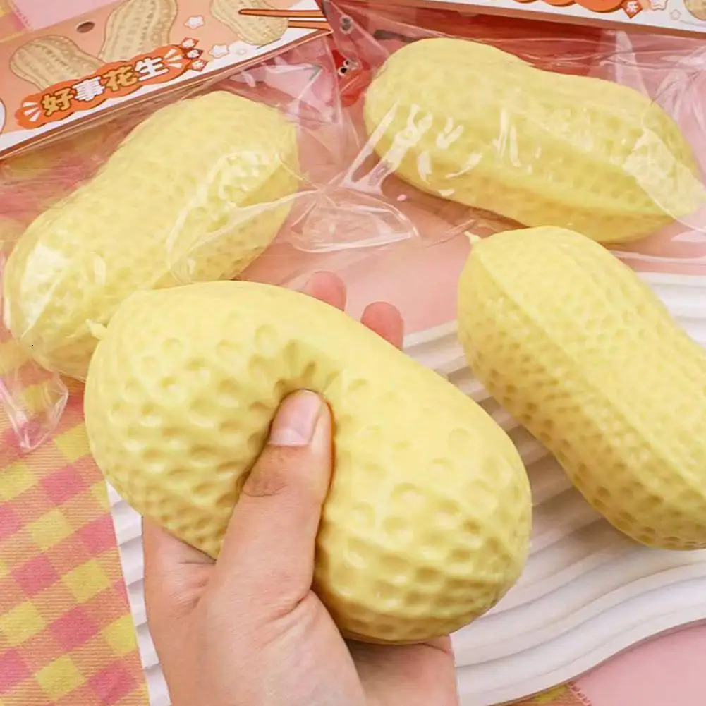 Peanut Shaped Stress Relief Toy TPR Material Squeeze Fidget Good Luck Symbol for Anxiety Desk Decor 260522