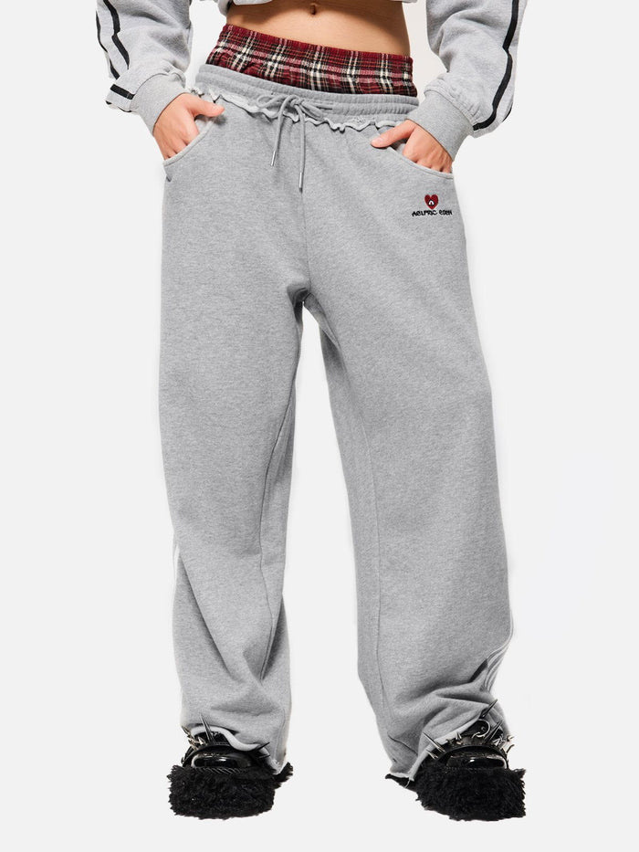 Men's Pants American Retro College Style Loose Fit Two-Piece Set With Double Waist Head Fake Bathroom For Sports Leisure Fashion