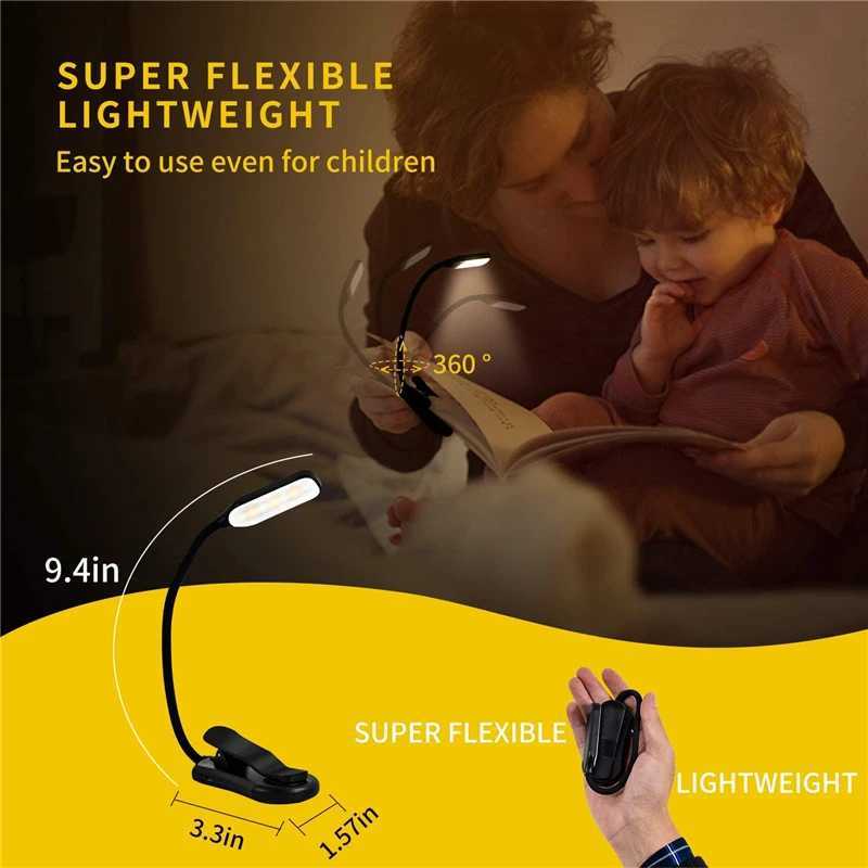 Rechargeable Book Light 7 LED Reading Light with 3-Level Warm Cool White Daylight Flexible Easy Clip Night Reading Lamp in Bed C260521