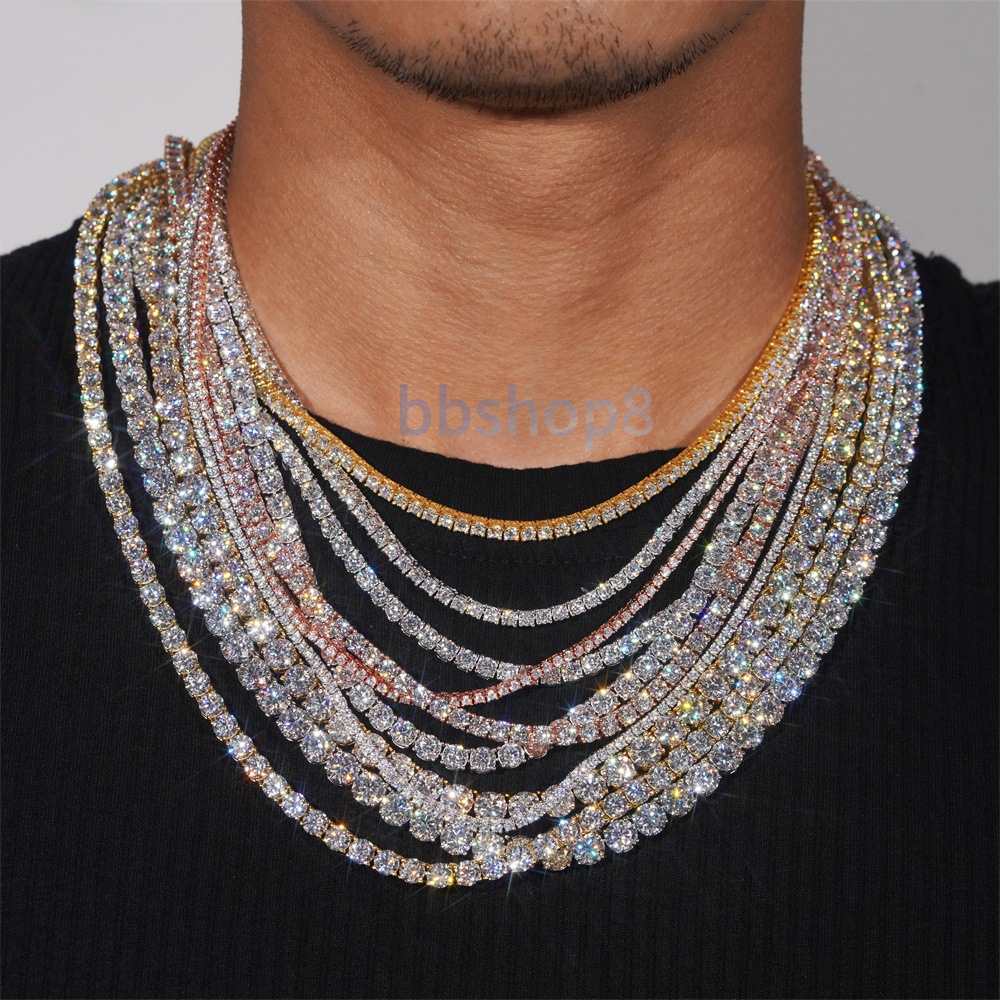 VVS Moissangite Tennis Necklace 4mm Sparkling Diamond Tennis necklace GRA tested tennis necklace is suitable for rock rappers to wear everyday wear - view 9