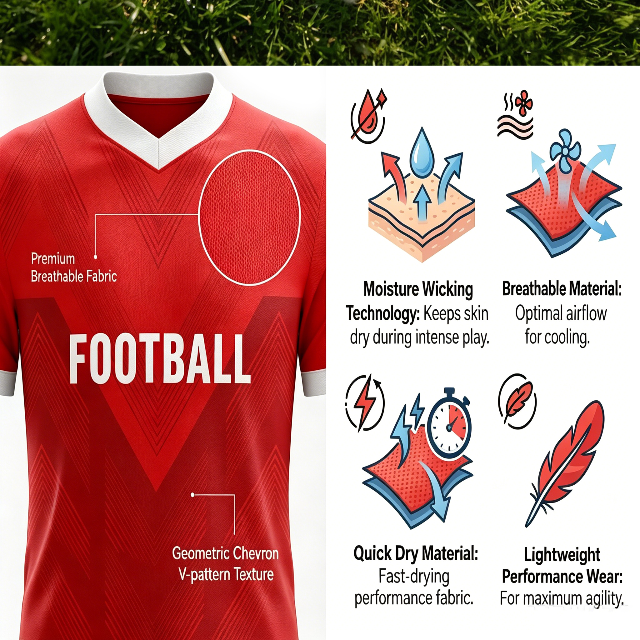Custom V-Neck Soccer Uniform Set Geometric Diamond Pattern Breathable Polyester OEM Football Jersey Shorts for Teams Clubs - view 7