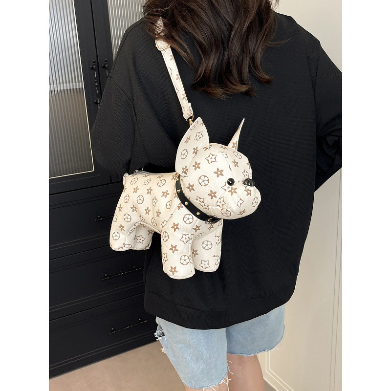 Designer Bag Exquisite Cartoon Print Dog French Bulldog Creative Color-Block Small Square 26 New Artistic Women's Shoulder Crossbody Bag